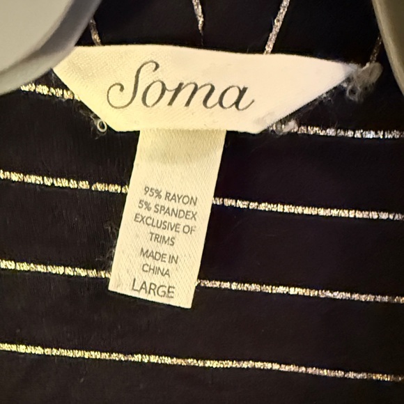 Soma Black and GoldStriped Jersey knit blazer size Lg. Great condition - Picture 2 of 2